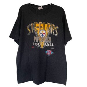 Vintage 1994 Steelers Black Striped T-Shirt, Men’s XL